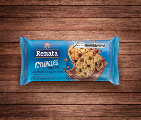 Embalagem Cookies Renata Sabor Baunilha Com Gotas De Chocolate - 40g