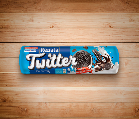 Embalagem Biscoito Renata Twitter De Chocolate Com Recheio Sabor Baunilha